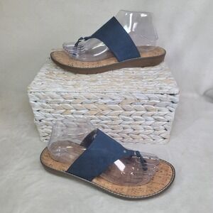 Aerosoles A2 Cool Cat Blue Thong Sandals Studs Beach Bohemian Comfort Size 9 M